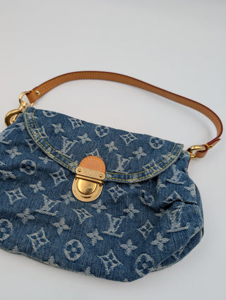 Blue Mini Pleaty Monogram Denim Bag