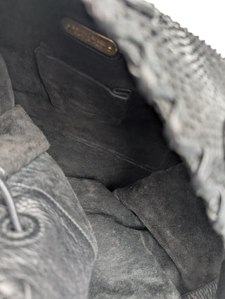 Black Python Fringe Hobo Shoulder Bag