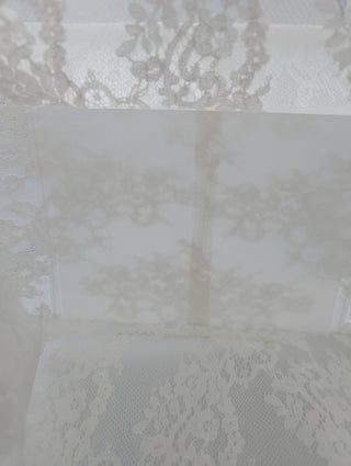 White Lace Tote Bag With Black Leather Handles