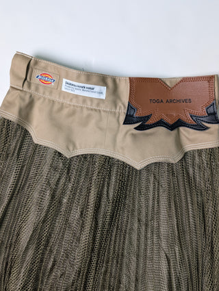 Khaki Mesh Skirt With Signature Silver Concho Details