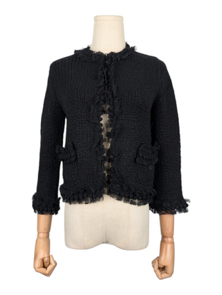 Black Cashmere Open Cardigan