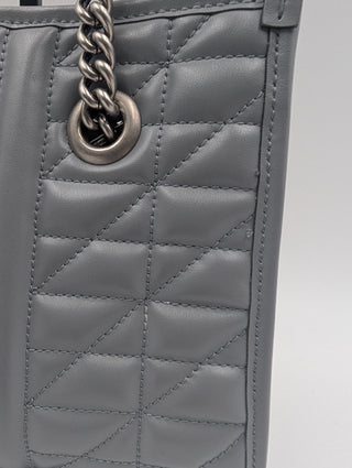 Grey GG Marmont Silver Medium Chain Shoulder Bag