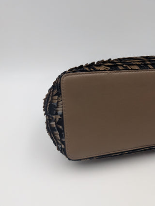 Brown And Black Peekaboo Leather Handbag With Tabs