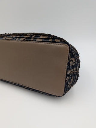 Brown And Black Peekaboo Leather Handbag With Tabs