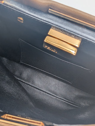 Brown And Black Peekaboo Leather Handbag With Tabs