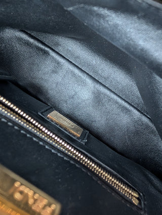 Brown And Black Peekaboo Leather Handbag With Tabs