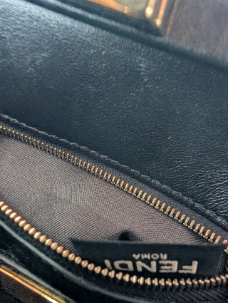 Brown And Black Peekaboo Leather Handbag With Tabs