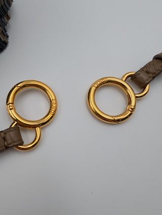 Brown And Black Peekaboo Leather Handbag With Tabs