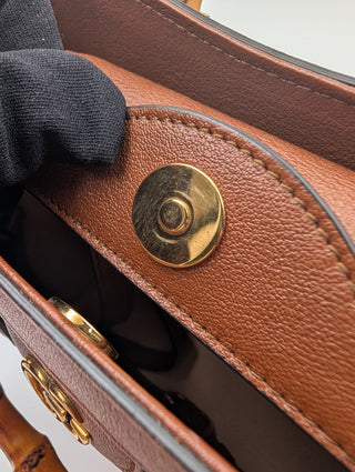 Brown Diana Tote Bag With Bamboo Handle