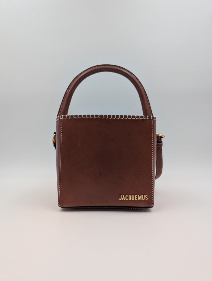 Brown Leather Le Seau Carre Bucket Bag