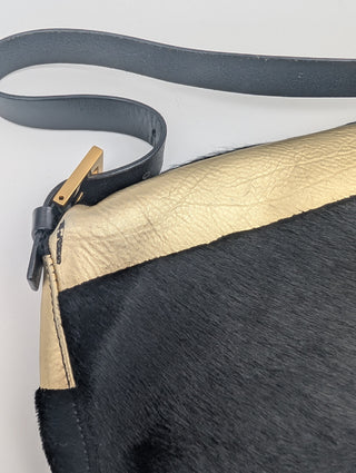 Black And Gold Baguette Handbag