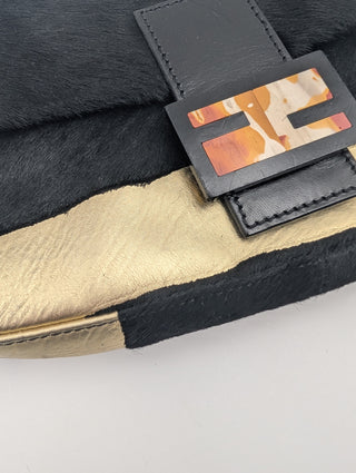 Black And Gold Baguette Handbag