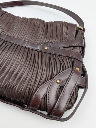 Dark Brown Plisse Chef Handbag