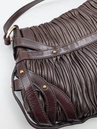Dark Brown Plisse Chef Handbag