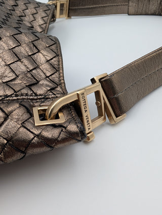 Brown Shiny Woven Handbag