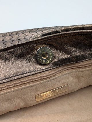 Brown Shiny Woven Handbag