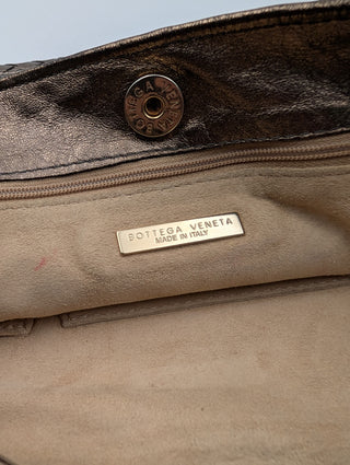 Brown Shiny Woven Handbag