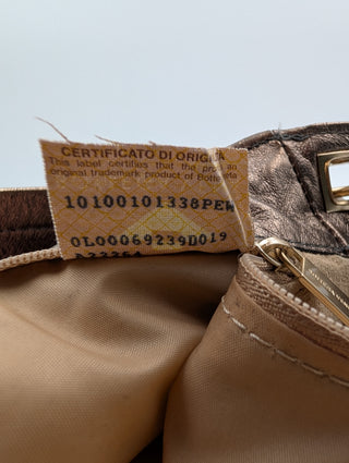 Brown Shiny Woven Handbag