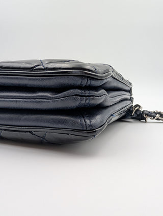 Black Patent Accordion Shopping Tote