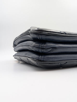 Black Patent Accordion Shopping Tote