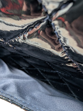 Black Patent Accordion Shopping Tote