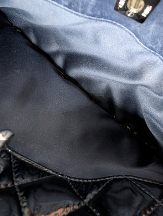 Black Patent Accordion Shopping Tote