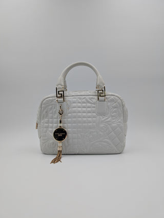 White Demetra Vanitas Top Handle Bag In Quilted Leather