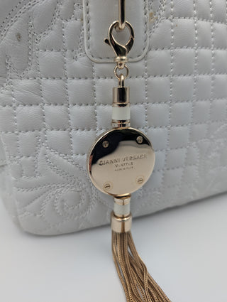 White Demetra Vanitas Top Handle Bag In Quilted Leather