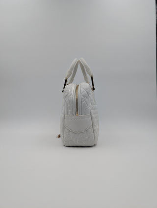 White Demetra Vanitas Top Handle Bag In Quilted Leather