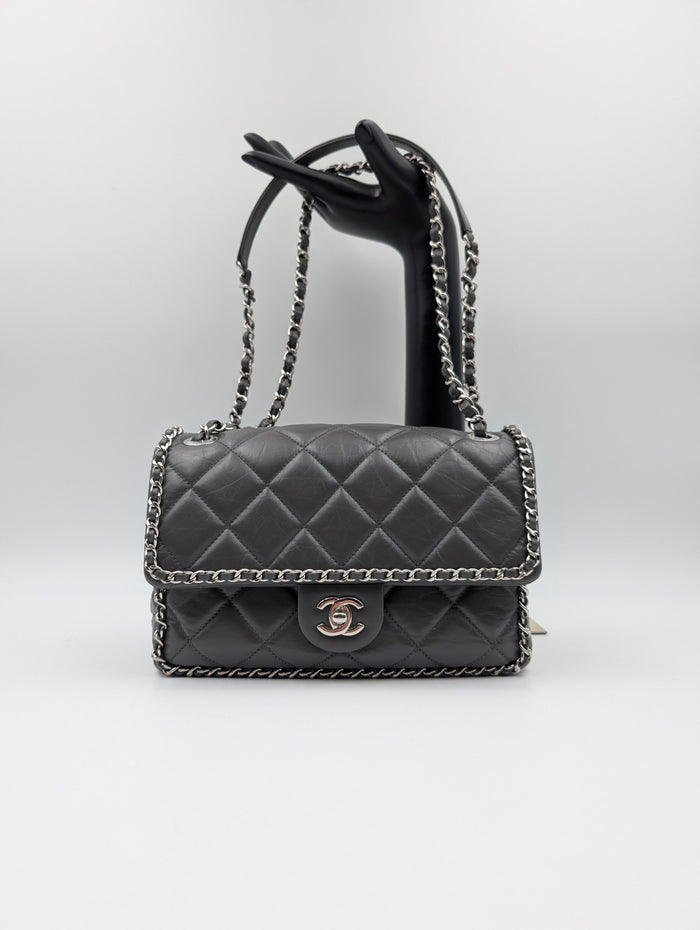 Grey Handbag With Shoulder Strap