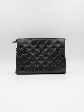 Black Coussin Monogram Embossed Lambskin Bag
