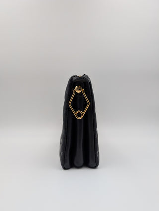 Black Coussin Monogram Embossed Lambskin Bag