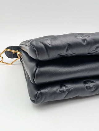 Black Coussin Monogram Embossed Lambskin Bag