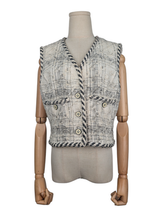 White Tweed Vest Jacket