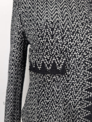 Black And White Tweed Jacket With Silver Chain Inside