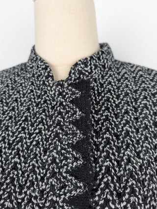 Black And White Tweed Jacket With Silver Chain Inside