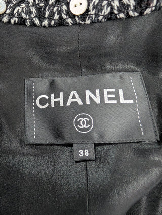 Black And White Tweed Jacket With Silver Chain Inside