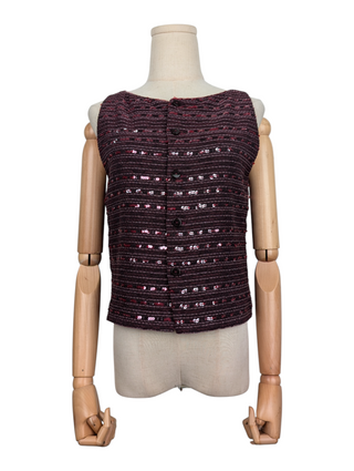 Burgundy Sequined Blazer With Inner Vest
