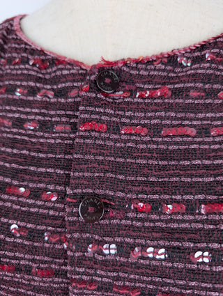 Burgundy Sequined Blazer With Inner Vest