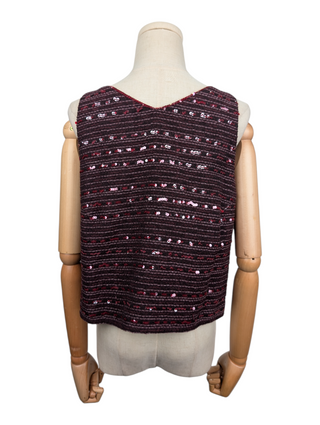 Burgundy Sequined Blazer With Inner Vest