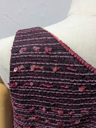 Burgundy Sequined Blazer With Inner Vest