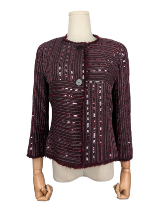 Burgundy Sequined Blazer With Inner Vest