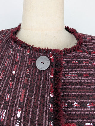 Burgundy Sequined Blazer With Inner Vest