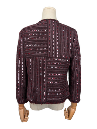 Burgundy Sequined Blazer With Inner Vest