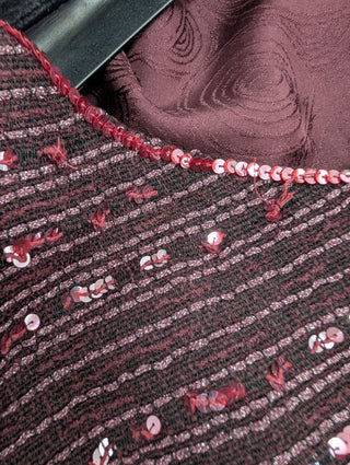 Burgundy Sequined Blazer With Inner Vest