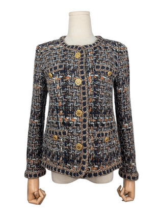 Brown Lesage Tweed Jacket With Bronze "CC" Logo Buttons