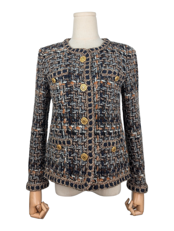 Brown Lesage Tweed Jacket With Bronze "CC" Logo Buttons
