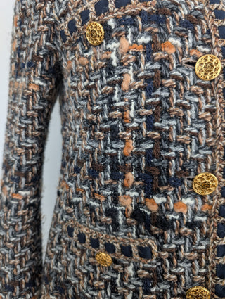 Brown Lesage Tweed Jacket With Bronze "CC" Logo Buttons
