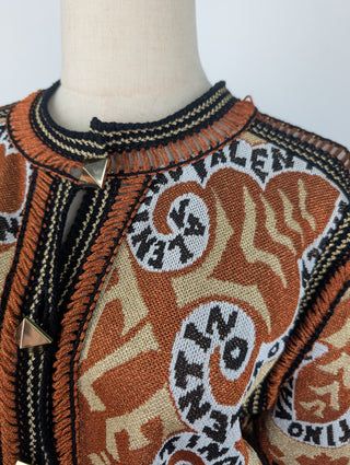 Gold Rockstud Manifeesto Bandana Knit Cardigan