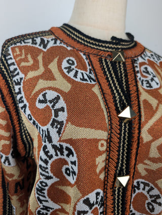 Gold Rockstud Manifeesto Bandana Knit Cardigan
